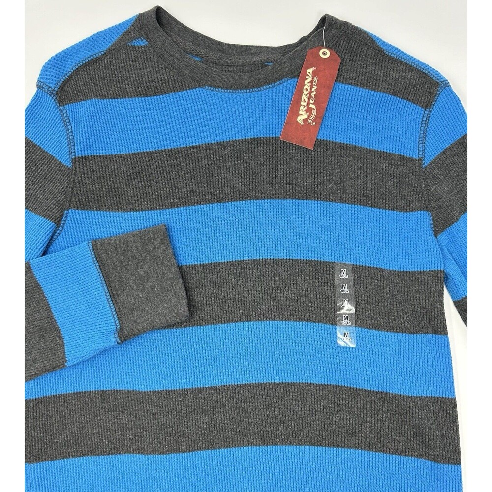 Arizona Jean Co NWT Blue Gray Striped Girl's Long Sleeve Pullover M 10/12